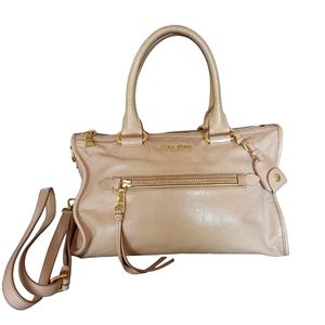 Miu Miu Beige Leather 2 Way Shoulder Crossbody Handbag